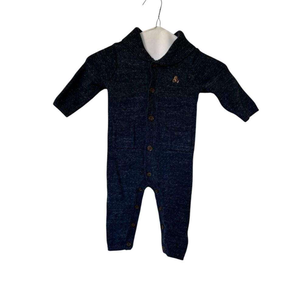 Baby GAP Blue Knit Long Sleeve Sweater Onesie Button-Up Babies’ Size 6-12 Months